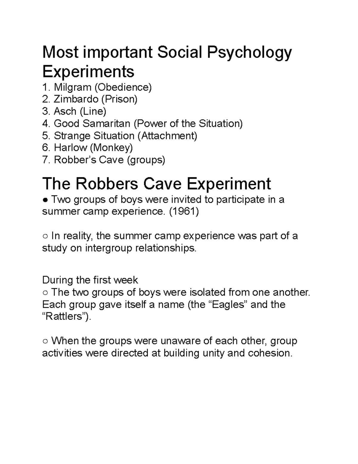 social psychology experiments ap psych