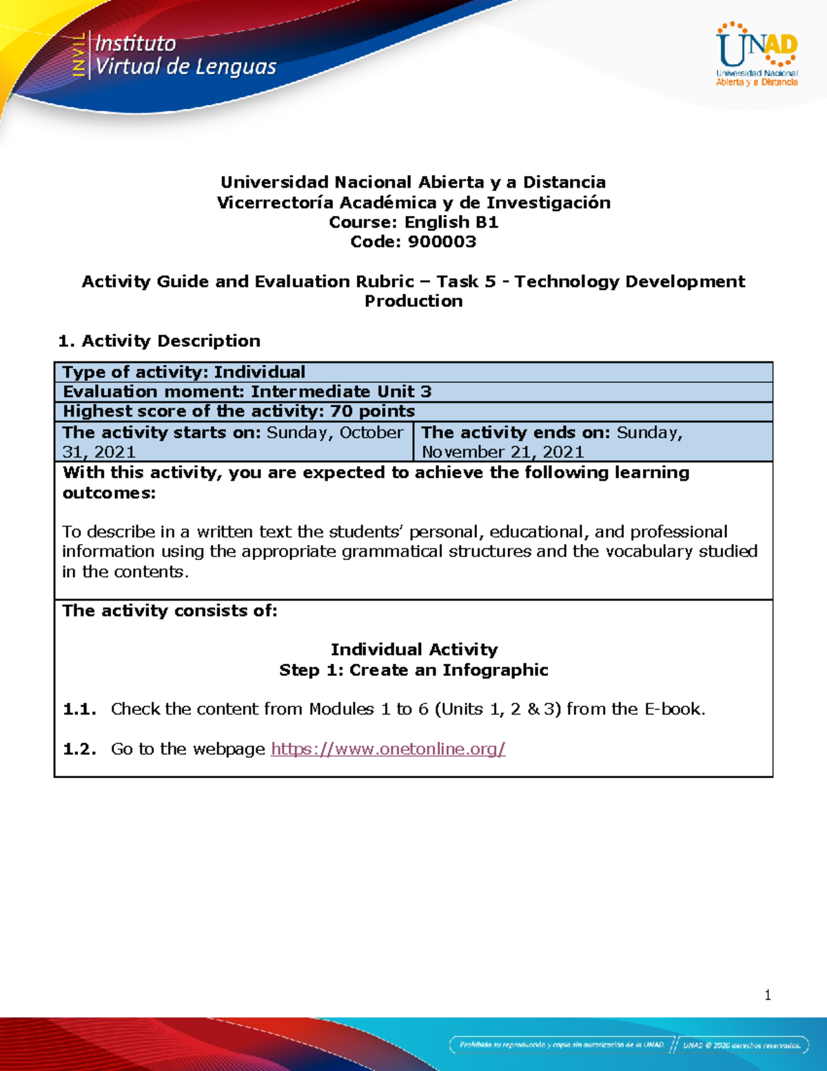 Activities guide and evaluation rubric - Unit 3 - Task 5 - Technology ...