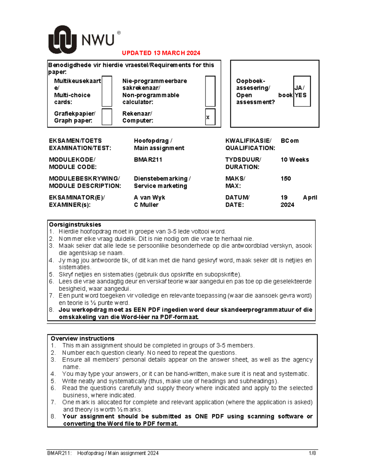 BMAR211+Main+assignment+2024 Final - UPDATED 13 MARCH 2024 Benodigdhede ...