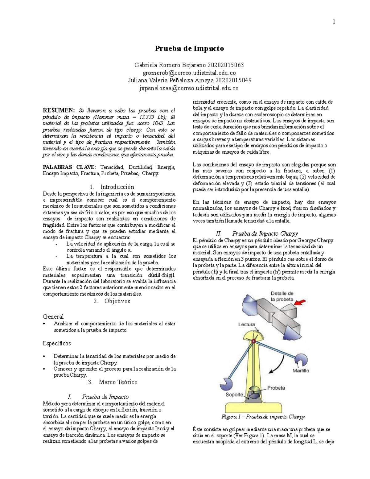 Lab Prueba Impacto - Laboratorio - Prueba De Impacto Gabriela Romero ...
