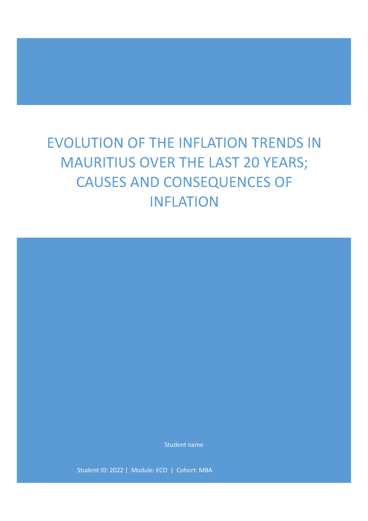 InflationAssignment Student name EVOLUTION OF THE INFLATION TRENDS