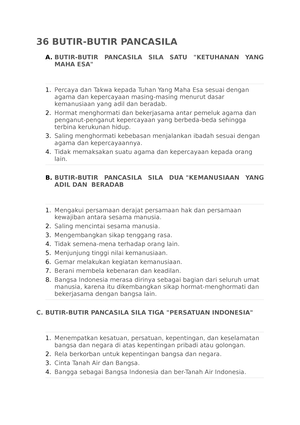 36 Butir Dan 45 Butir Pancasila - 36 BUTIR-BUTIR PANCASILA A. BUTIR ...