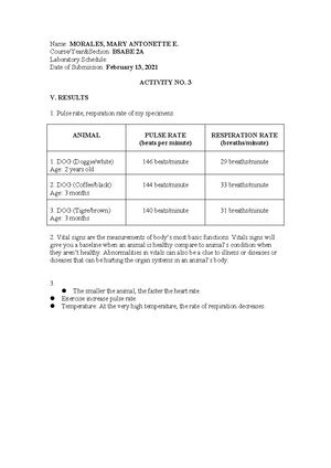 Animal science - assignment - MORALES, MARY ANTONETTE E. BSABE 2A ...