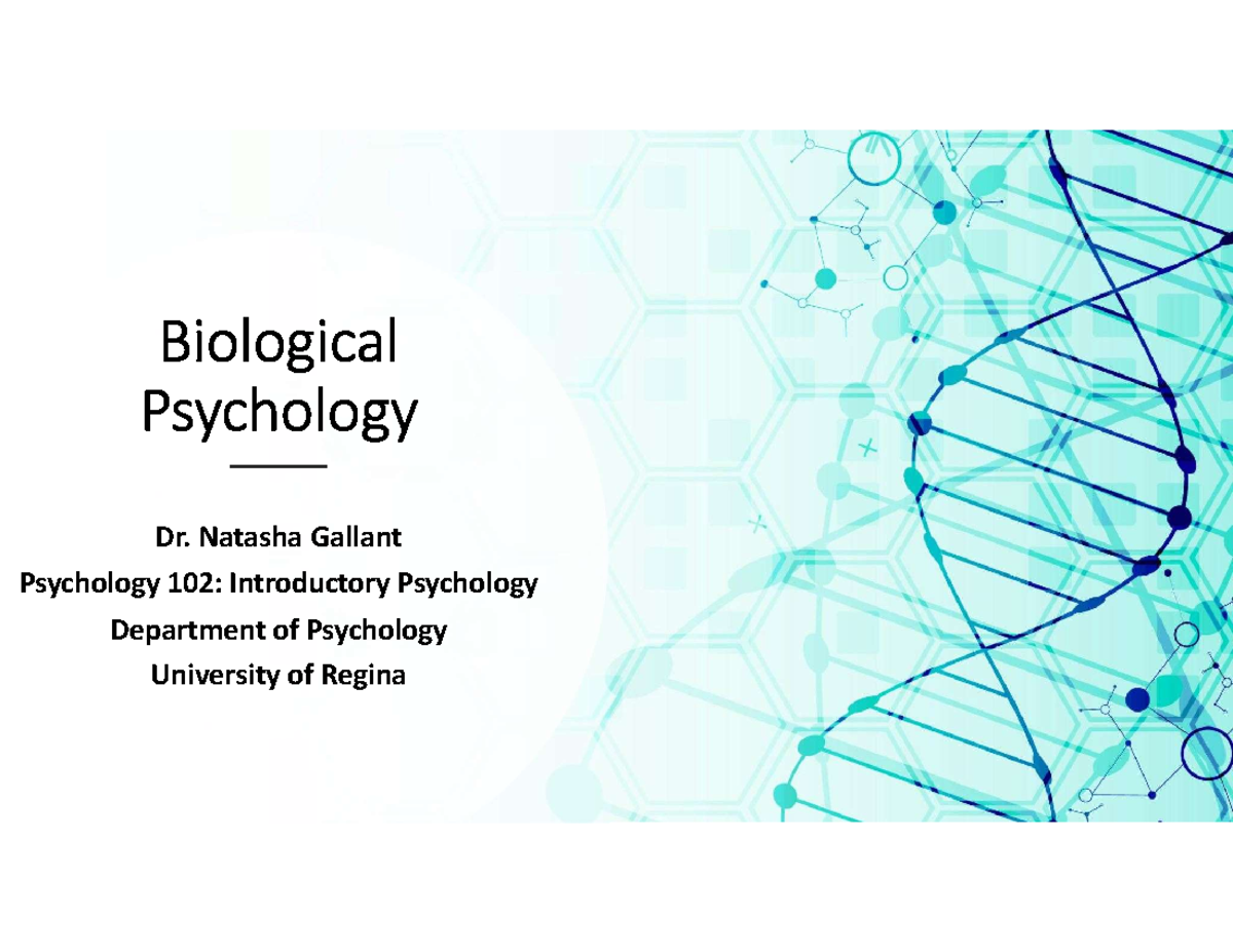 Biological Psychology - PYSC 102 - Biological Psychology Dr. Natasha ...