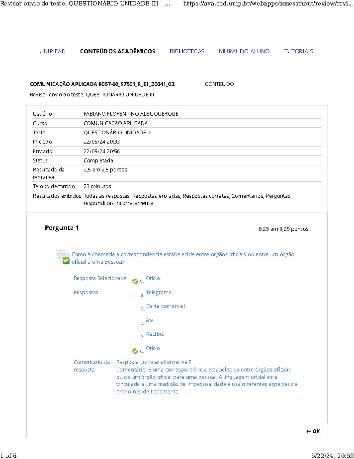 Questionário Unidade III – Comunicação Aplicada - Revisar Envio Do ...