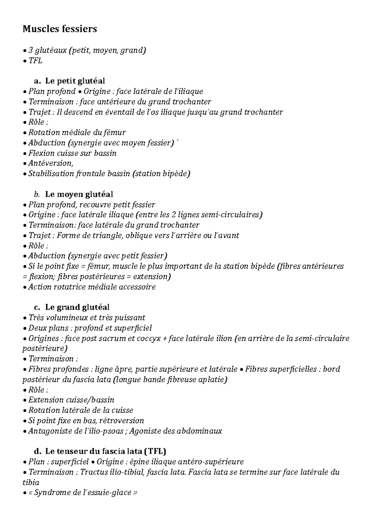 Muscles fessiers - Le petit glutéal Plan profond • Origine : face ...