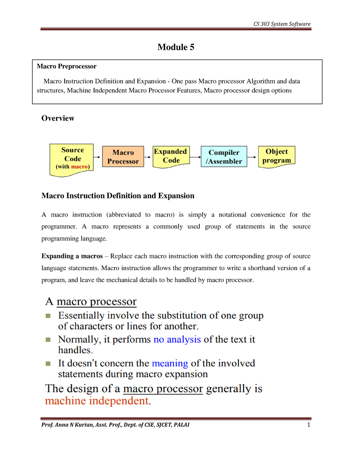 Module 5 Notes - Module 5 Overview Macro Instruction Definition And ...