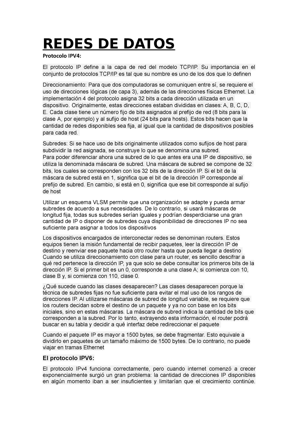 Redes De Datos Apuntes Redes De Datos Protocolo Ipv4 El Protocolo Ip Define A La Capa De 6468