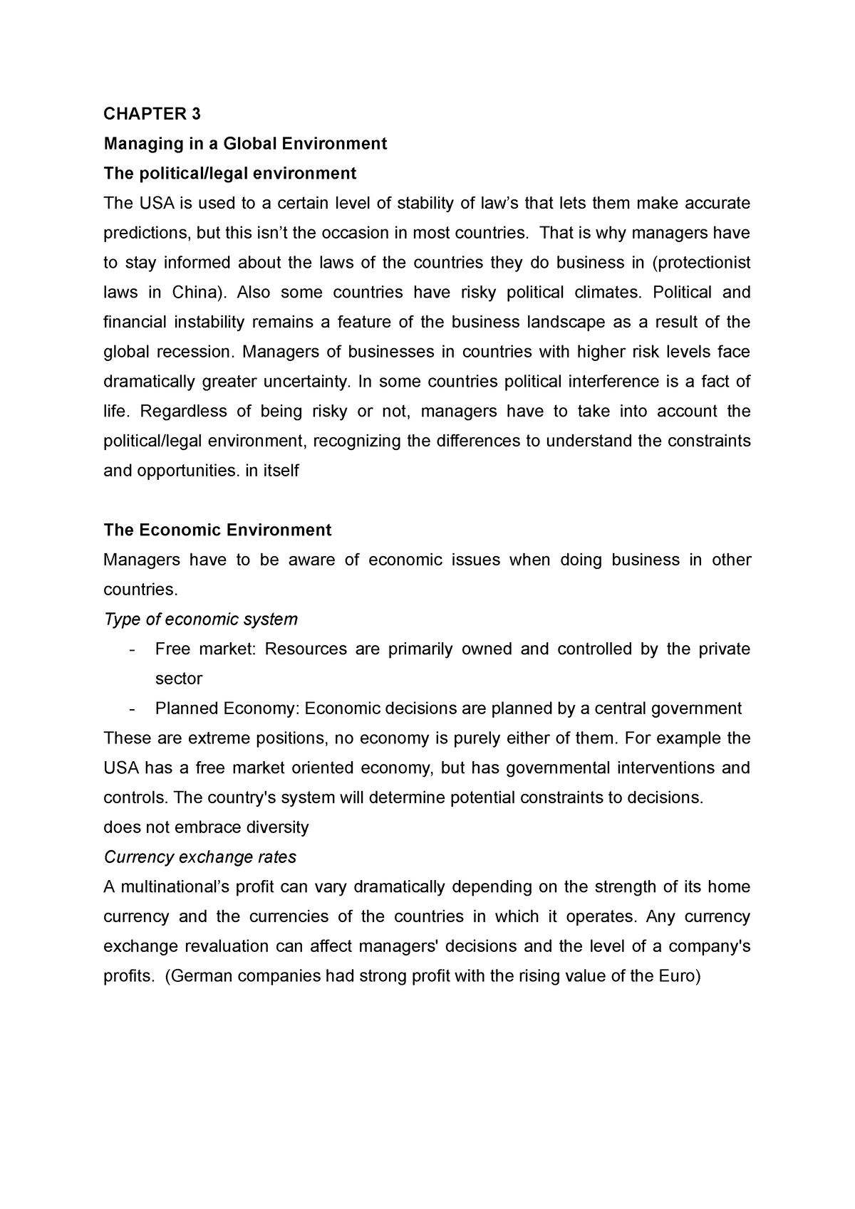 resumen-management-ii-chapter-3-managing-in-a-global-environment-the