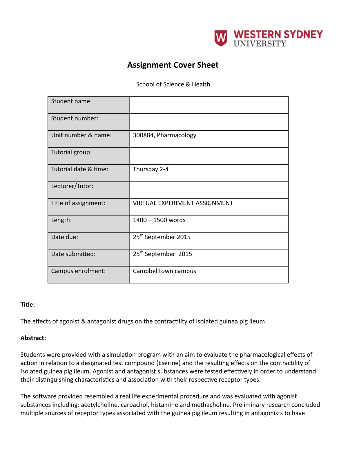 dcu assignment cover sheet