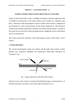 Remote sensing lecture 1 - MODULE – 1 LECTURE NOTES – 1 BASIC CONCEPTS ...