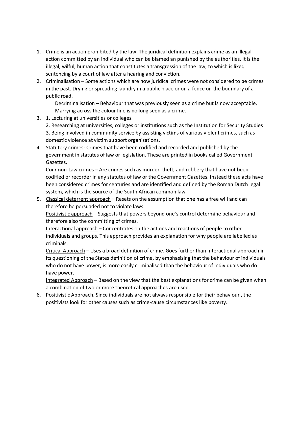 Worksheet 1 KRM 110 - Crime is an action prohibited by the law. The ...