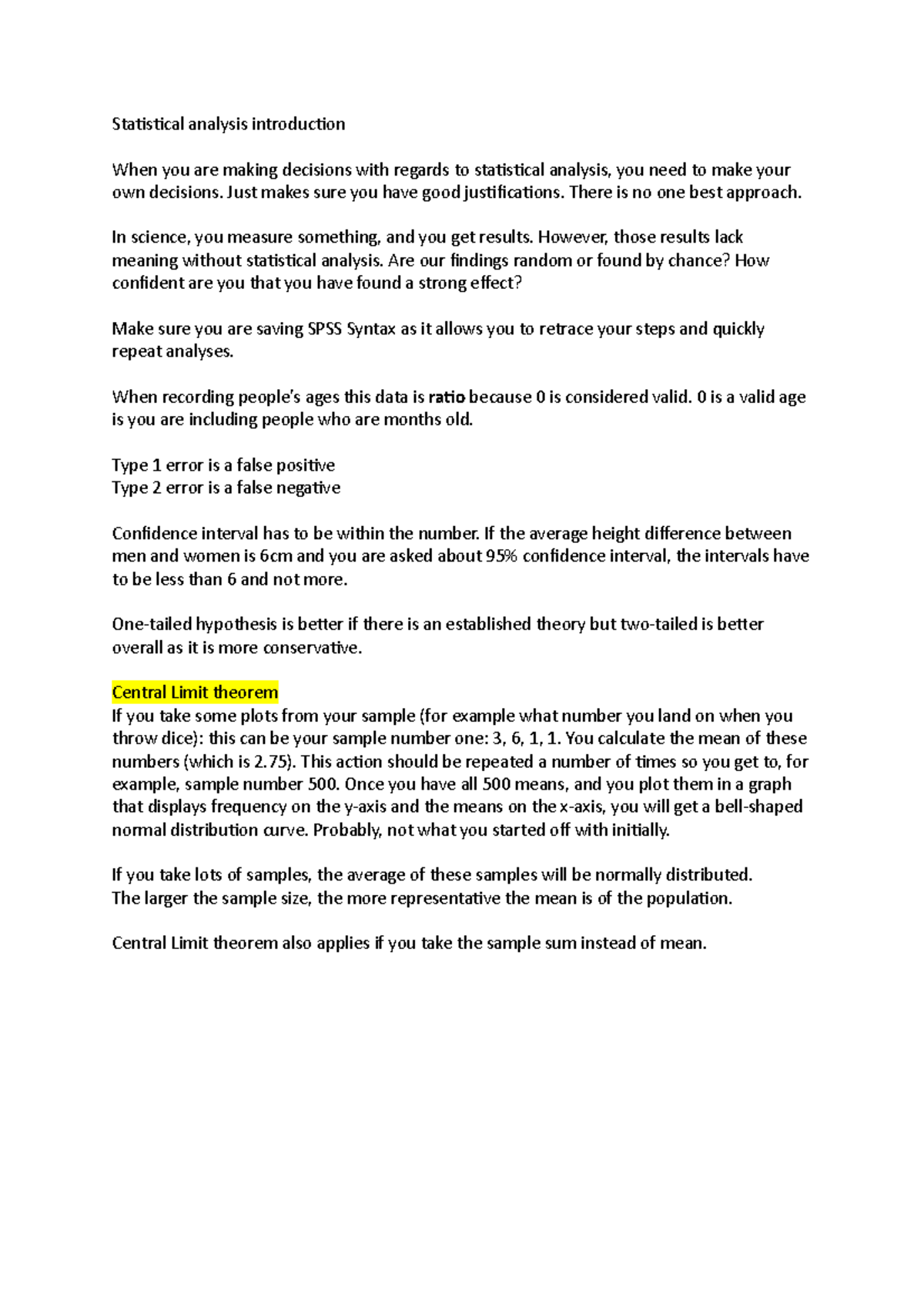 Statistical analysis introduction - Just makes sure you have good ...