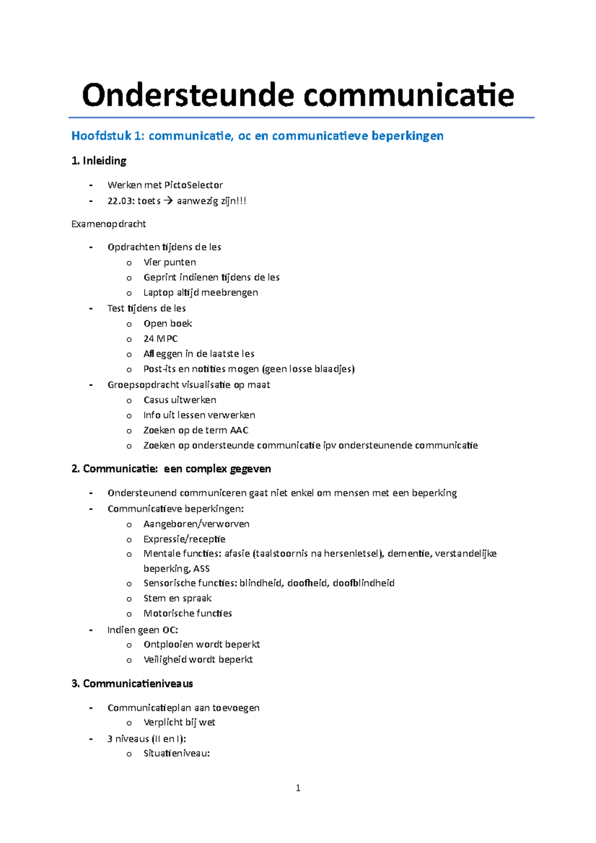 Samenvatting Ondersteunde Communicatie - Ondersteunde Communicatie ...