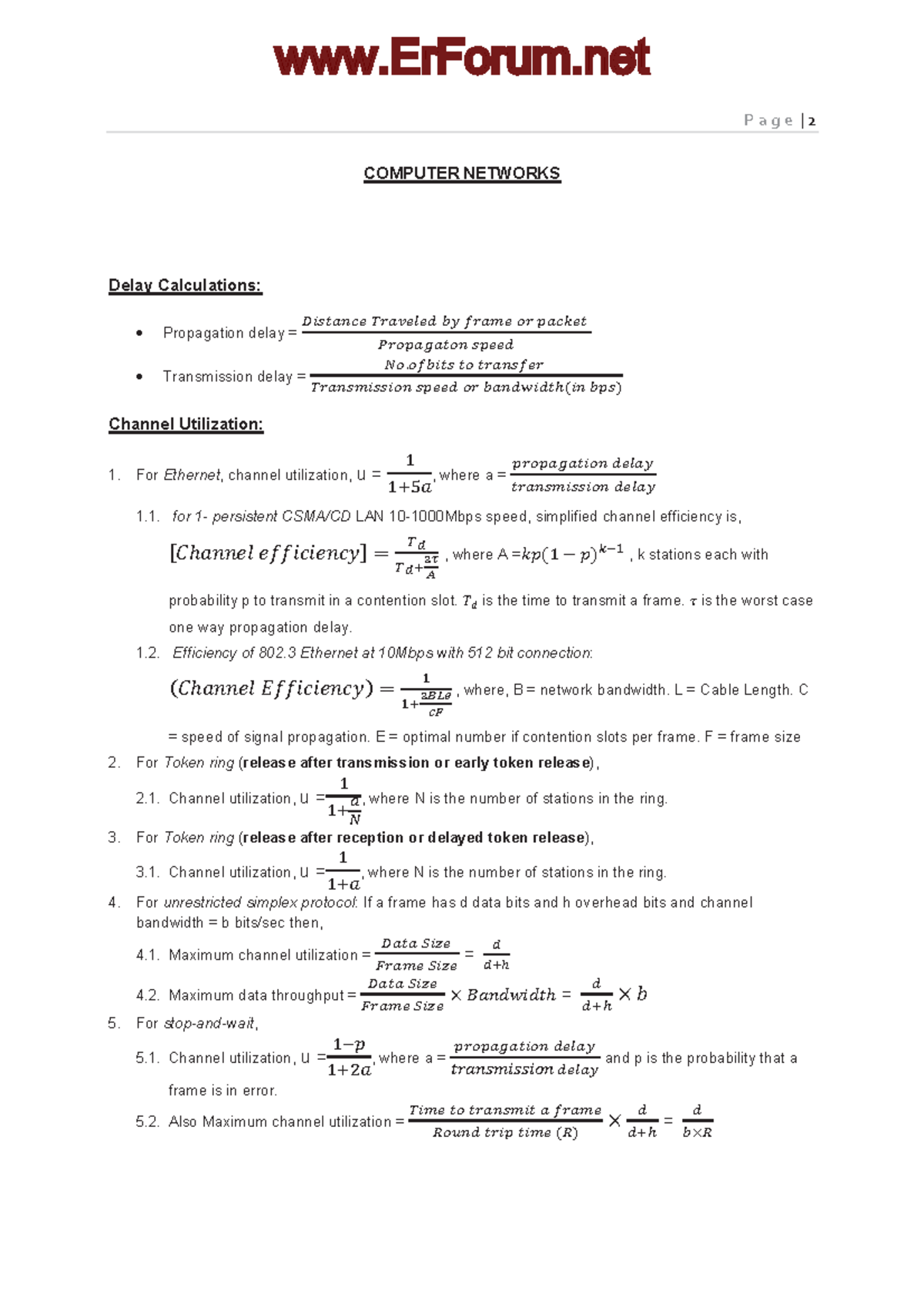 Computer Science Formula ebook - COMPUTER NETWORKS Delay Calculations ...