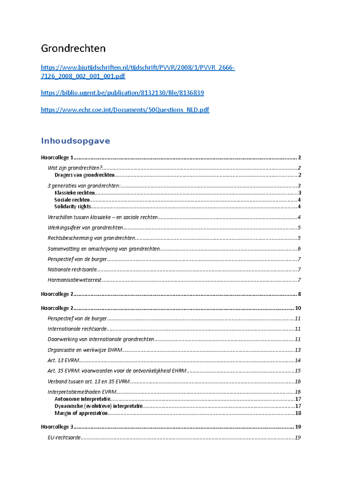 Grondrechten HC-aantekeningen - Grondrechten Bjutijdschriften ...