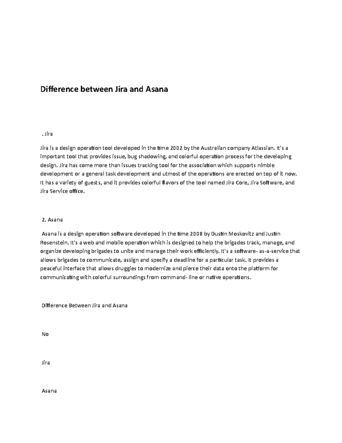 Difference between Jira and Asana - Jira Jira is a design operation ...