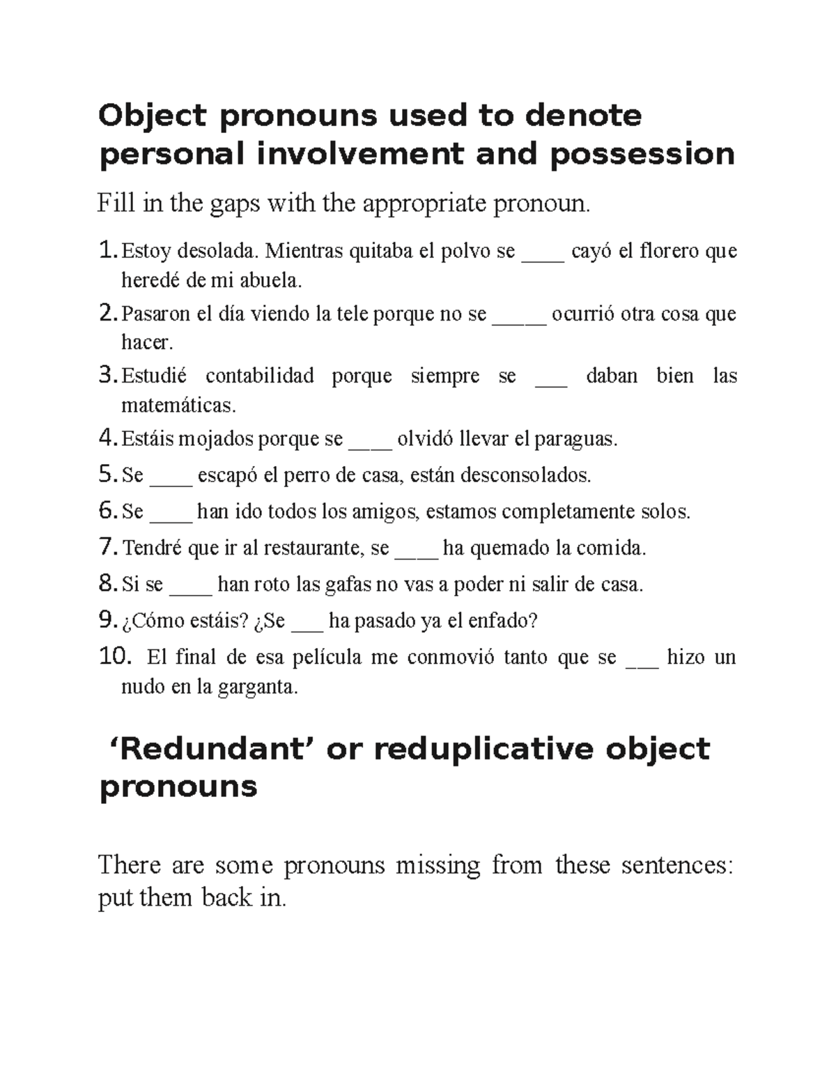 Object pronouns used to denote personal involvement and possession - 1 ...