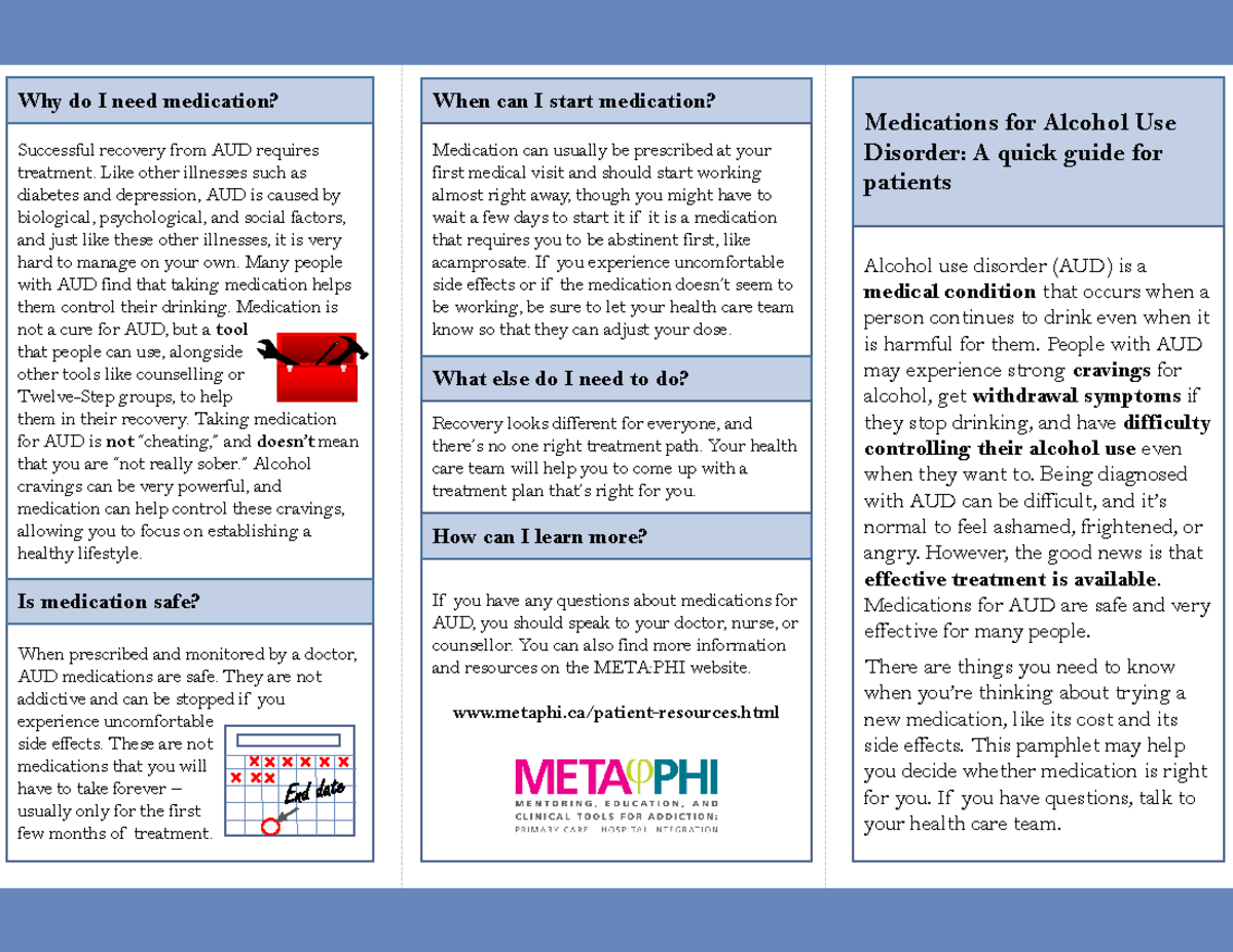 Alcohol Use Disorder Medication Guide for Patients Medications for