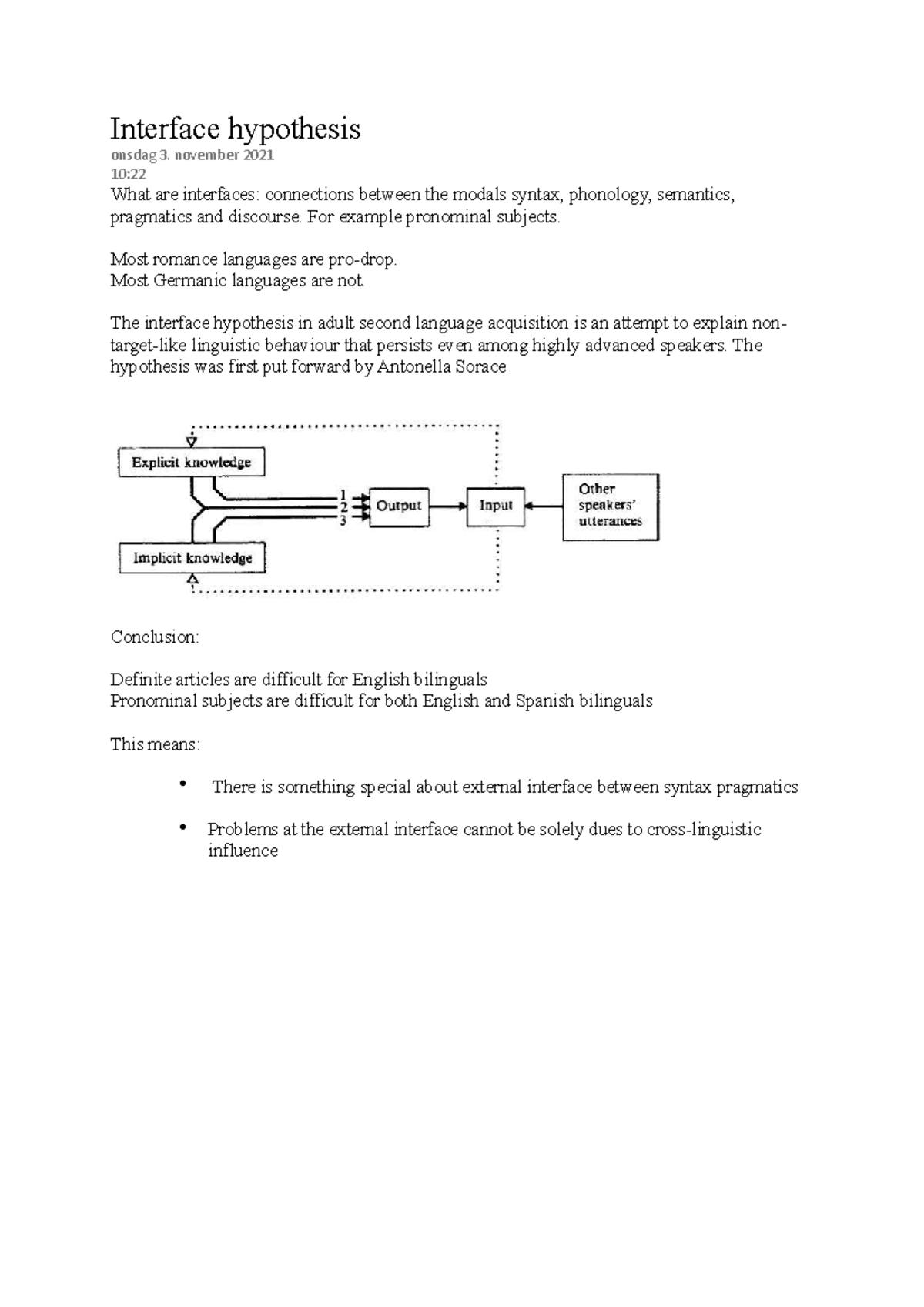 Interface hypothesis - Forelesningsnotater 4 - Interface hypothesis ...