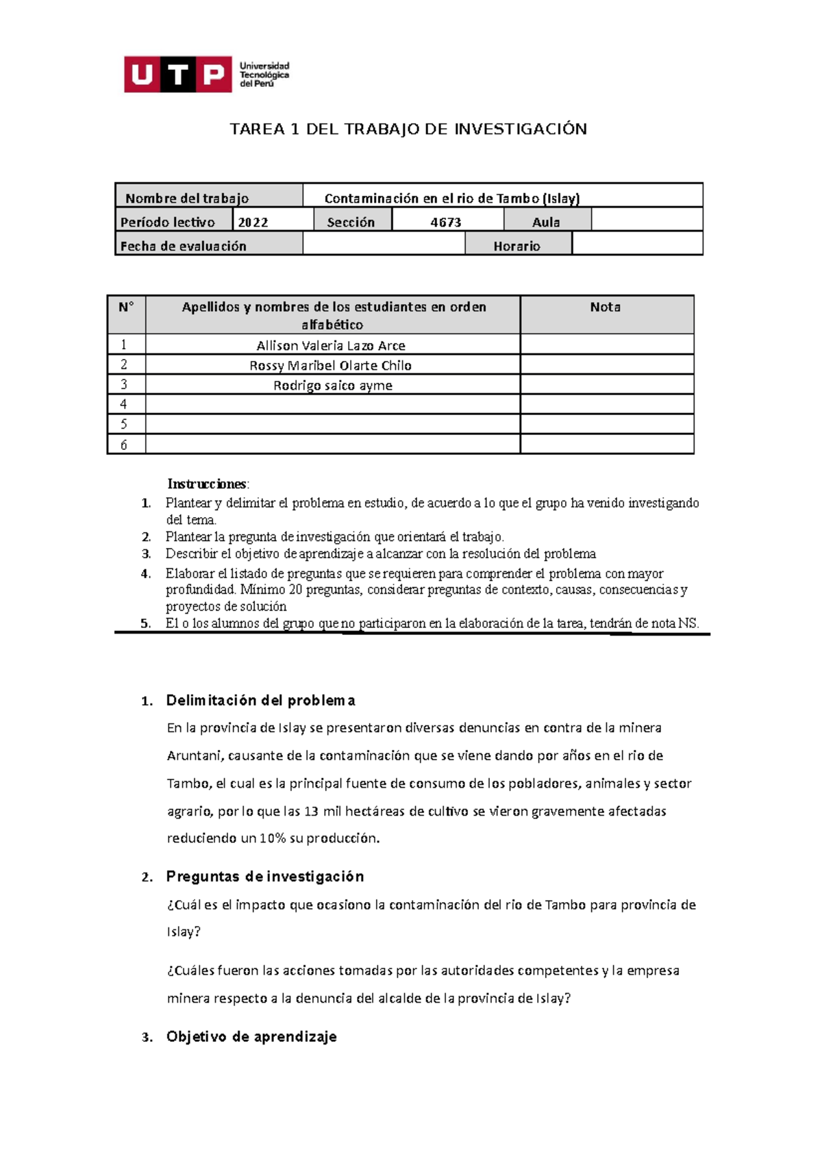 Trabajo de investigacion 1 - TAREA 1 DEL TRABAJO DE INVESTIGACIÓN ...