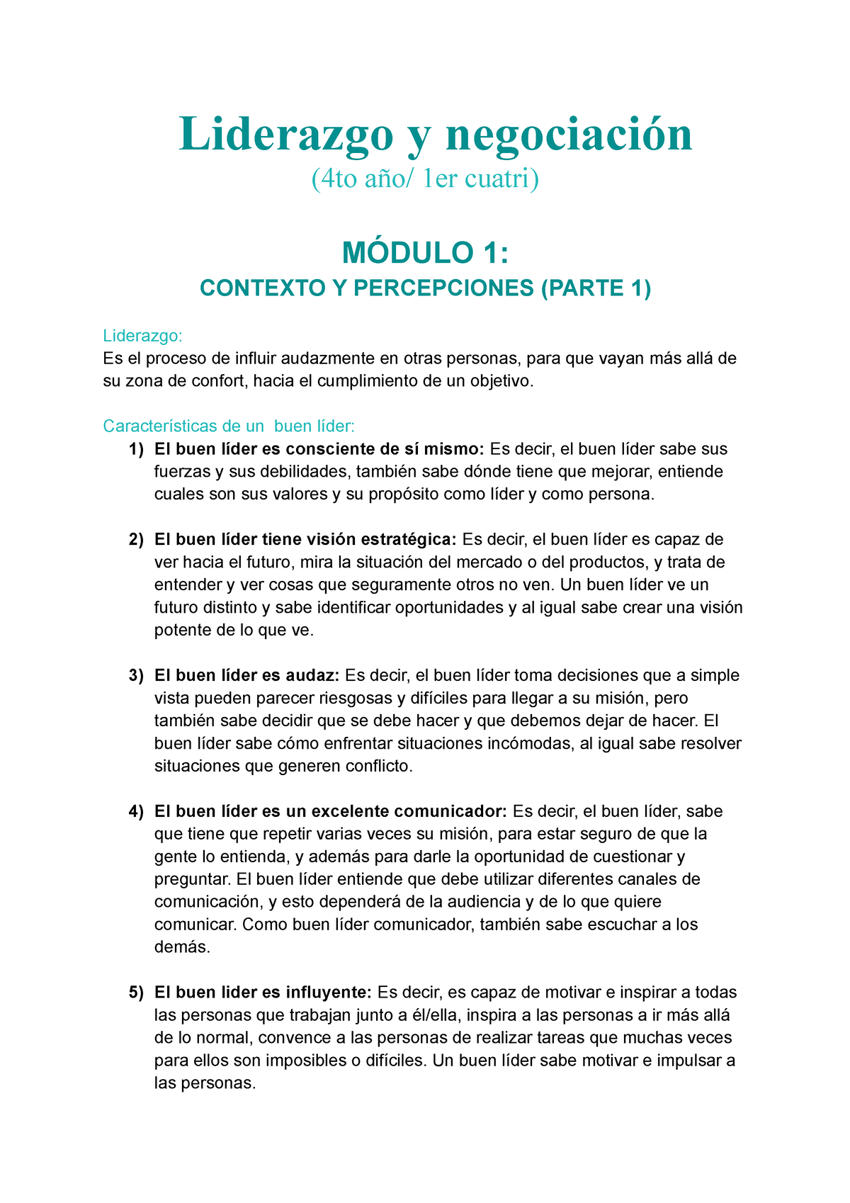 4to Año - Liderazgo Y Negociación - Liderazgo Y Negociación (4to Año ...