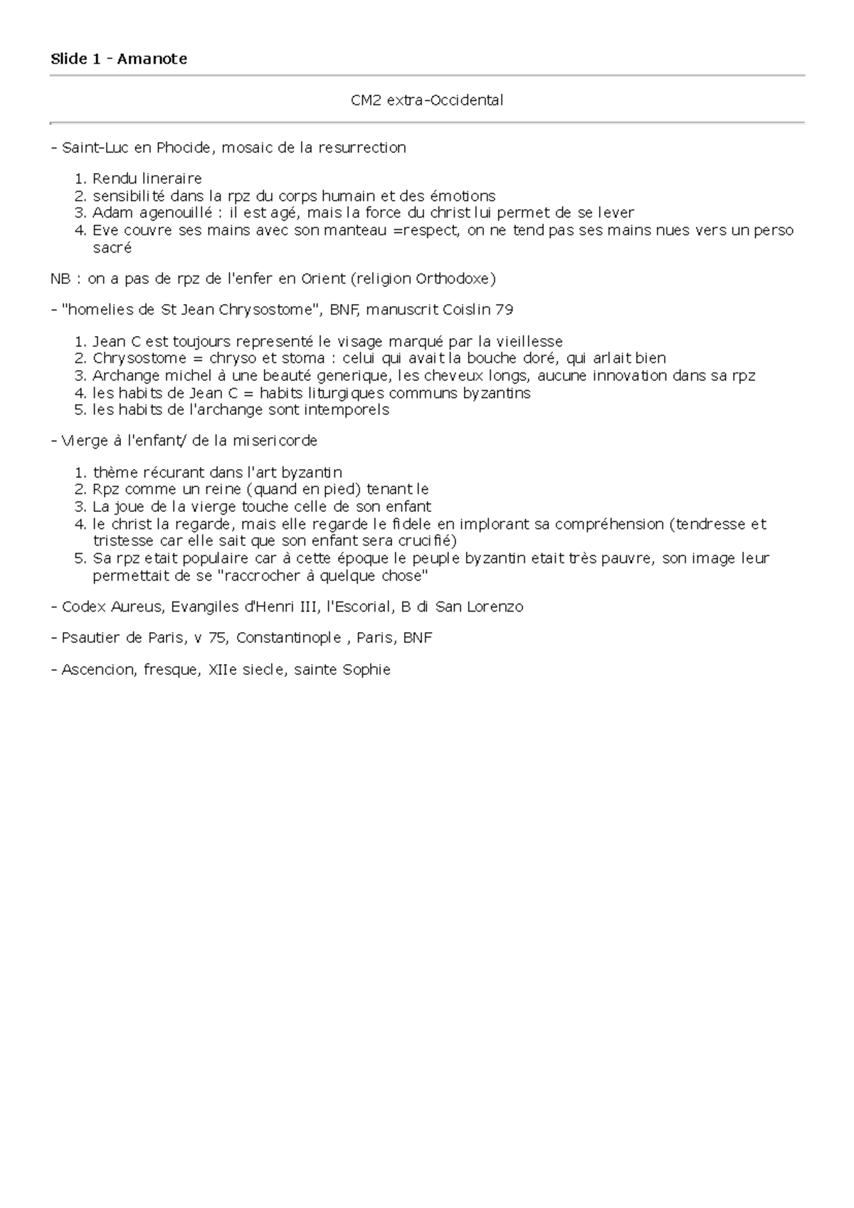 CM 2 extra-occidental - Notes de cours 2 - Slide 1 ­ Amanote CM2 extra ...