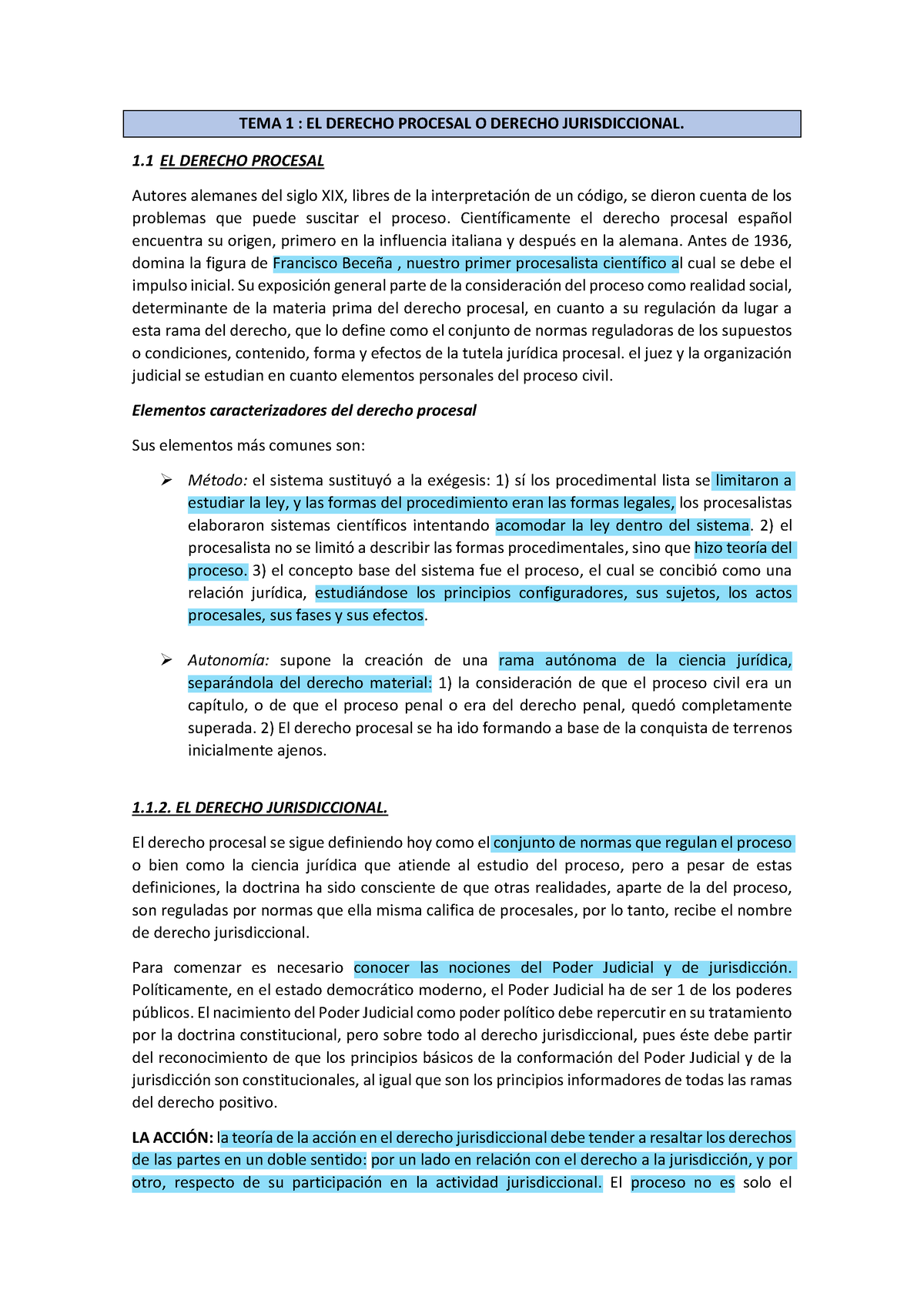 TEMA 1 Derecho Procesal - TEMA 1 : EL DERECHO PROCESAL O DERECHO ...