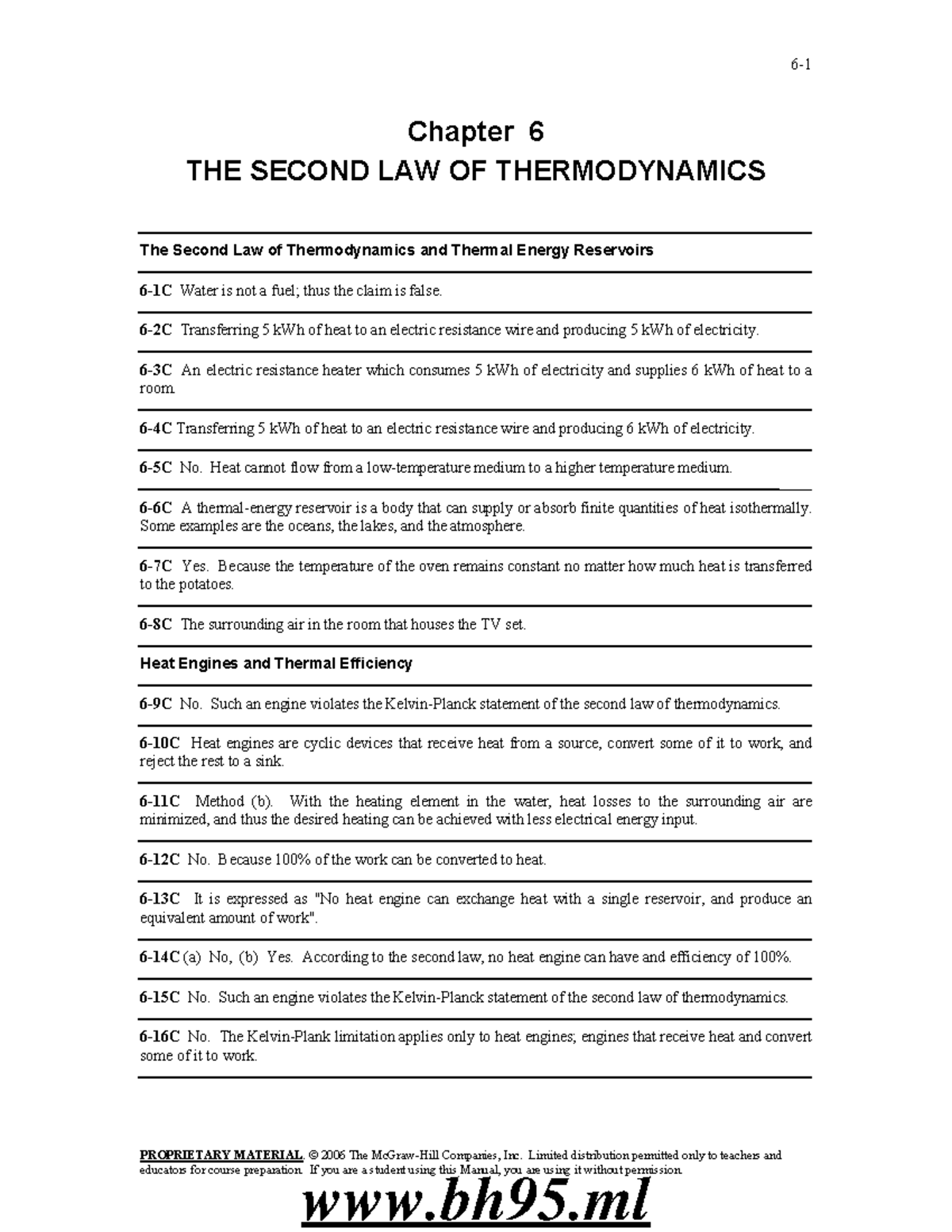 Chapter 6 - Lecture notes m.,. - Chapter 6 THE SECOND LAW OF ...