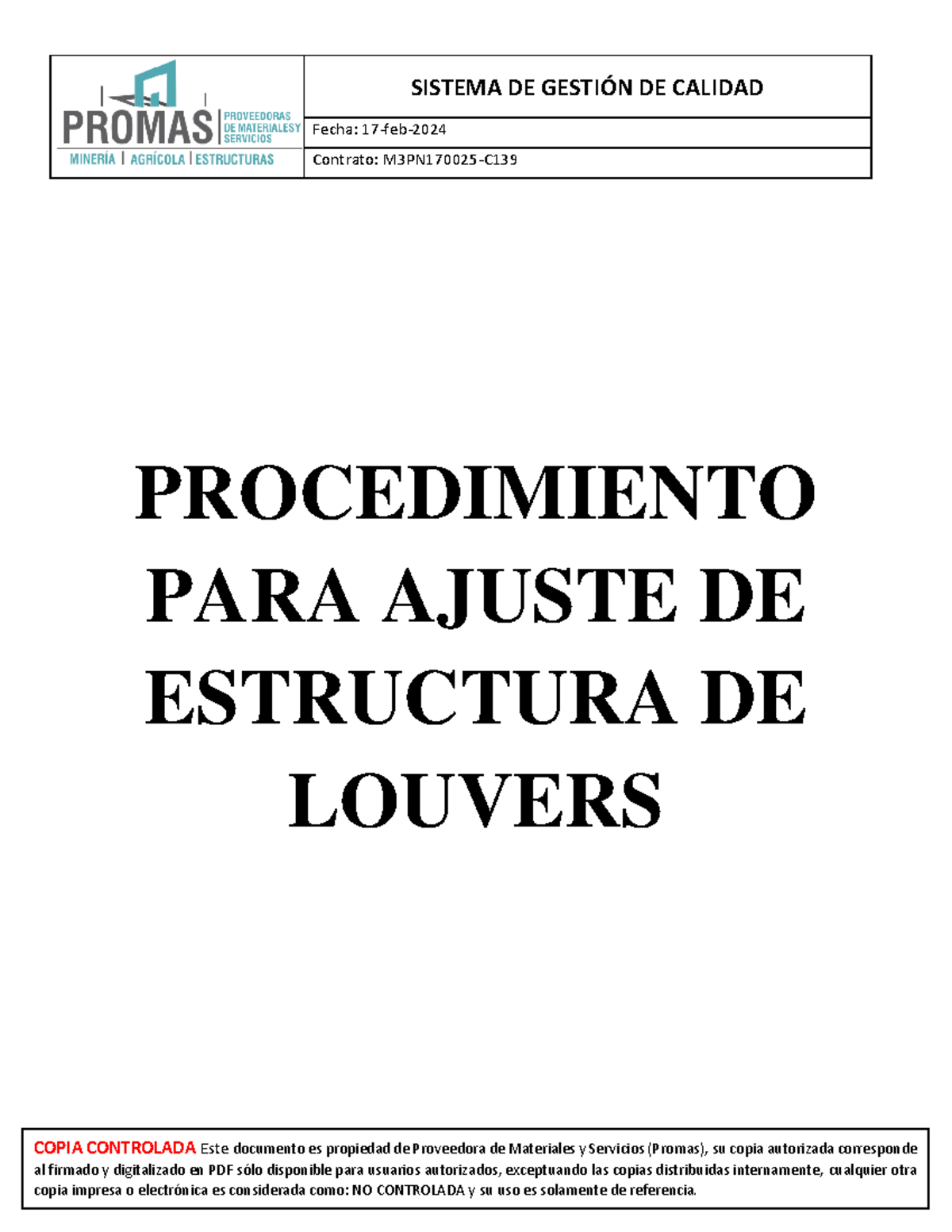 Procedimiento Ajuste DE Estructura DE Marcos PARA Louvers REV 0 - COPIA ...