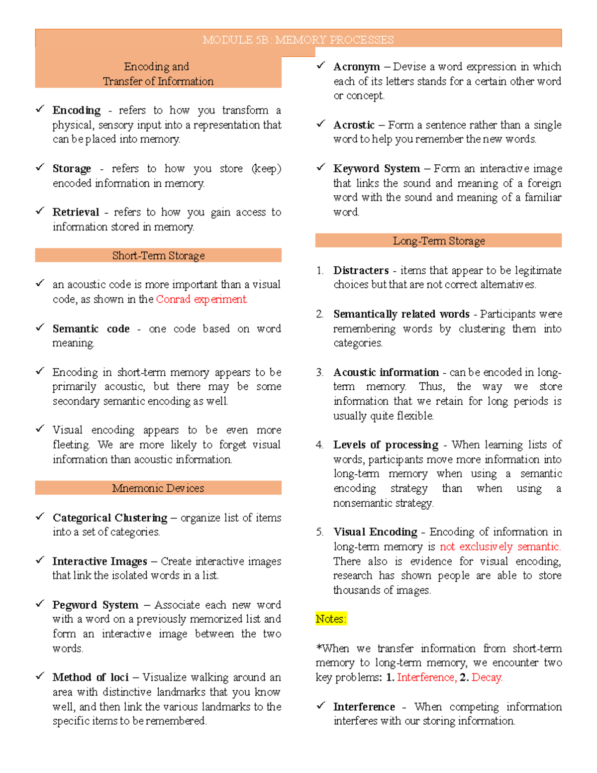 Module-5B-Reviewer - Cognitive Psychology - Encoding and Transfer of ...