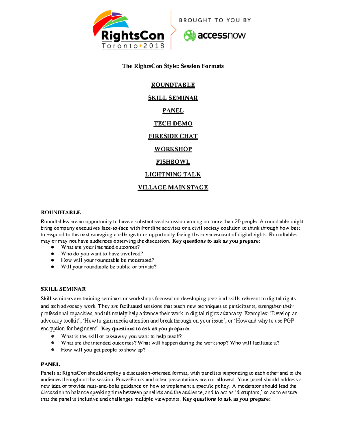 Event Format - PR - The RightsCon Style: Session Formats ROUNDTABLE ...
