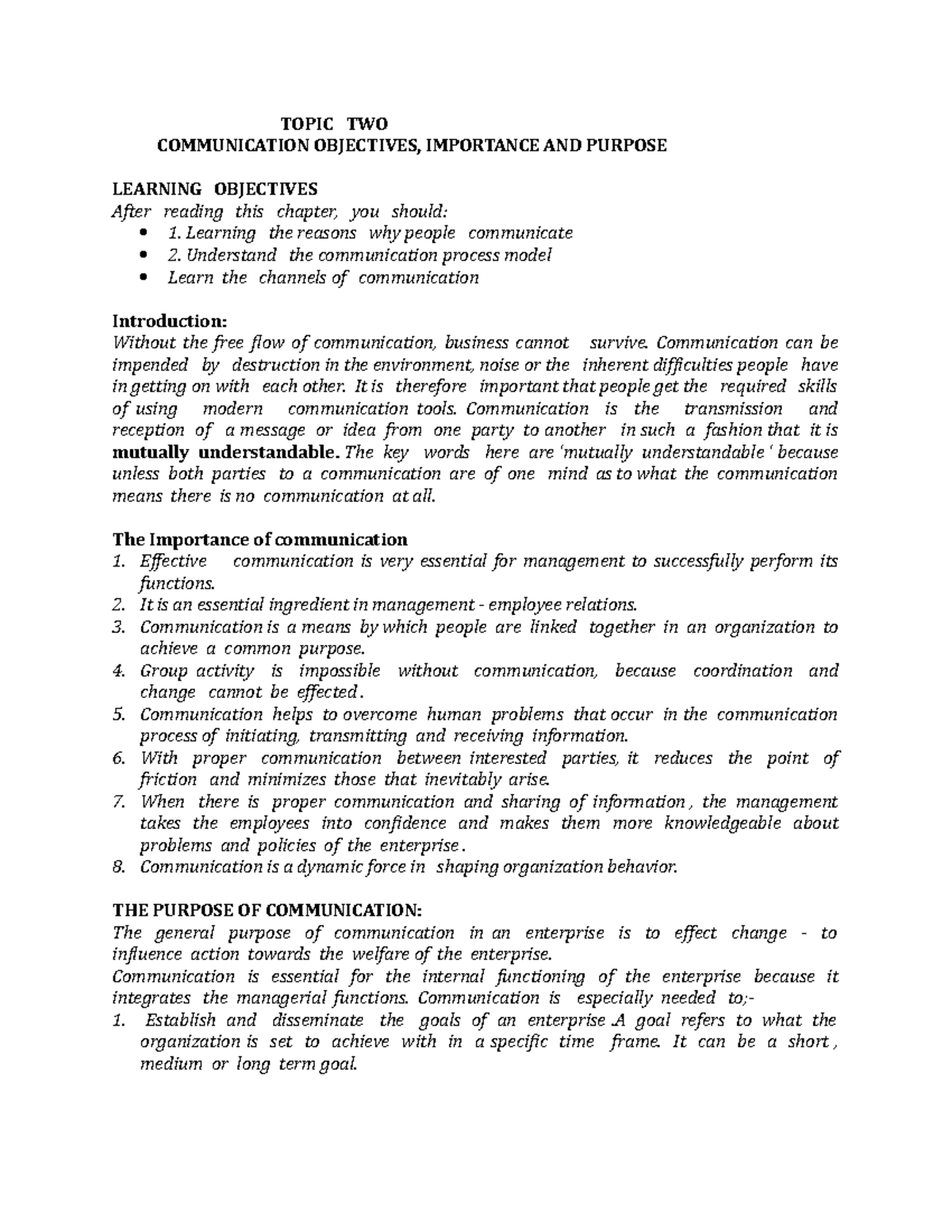 Module TWO Notes-7Cs - summarized notes - TOPIC TWO COMMUNICATION ...