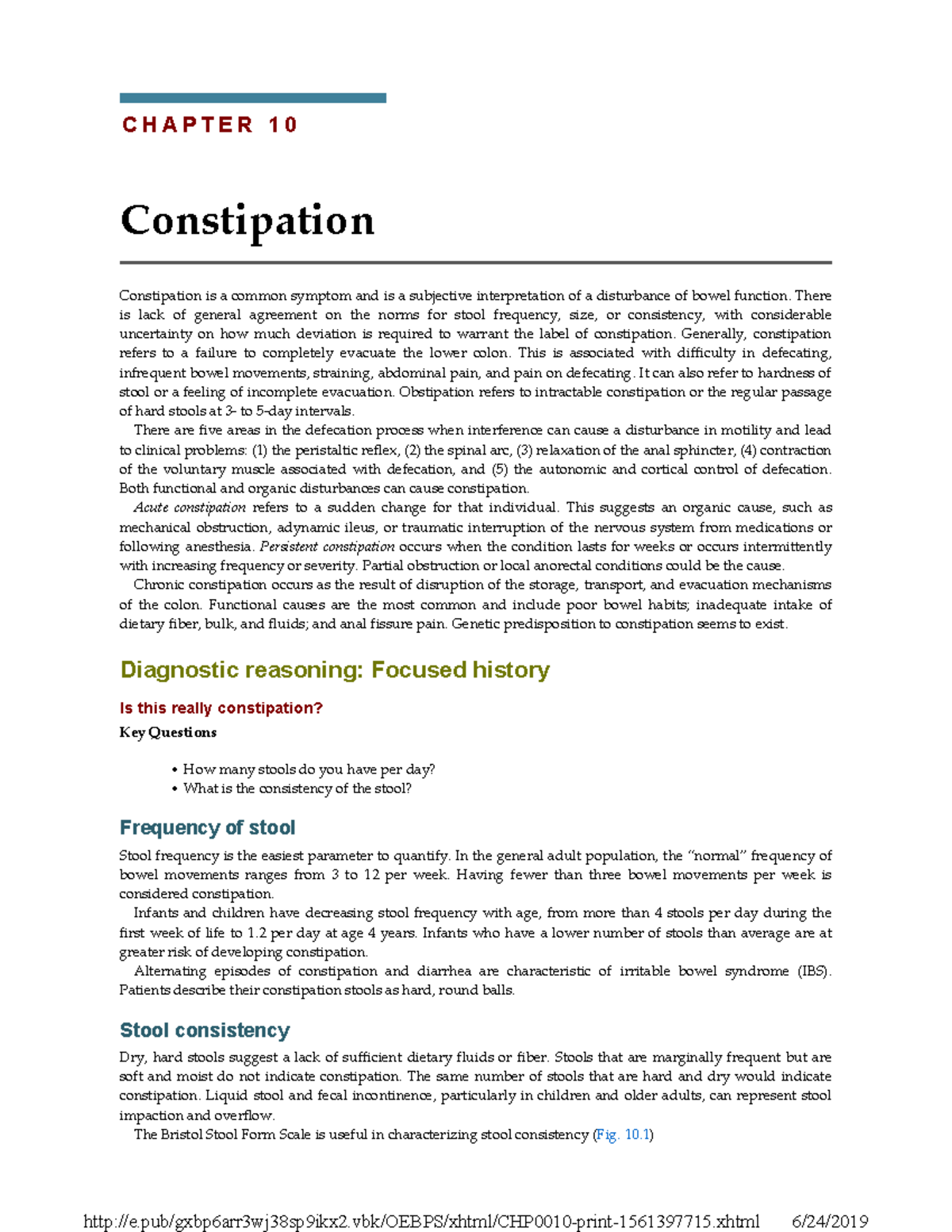 Constipation - C H A P T E R 1 0 Constipation Constipation is a common ...
