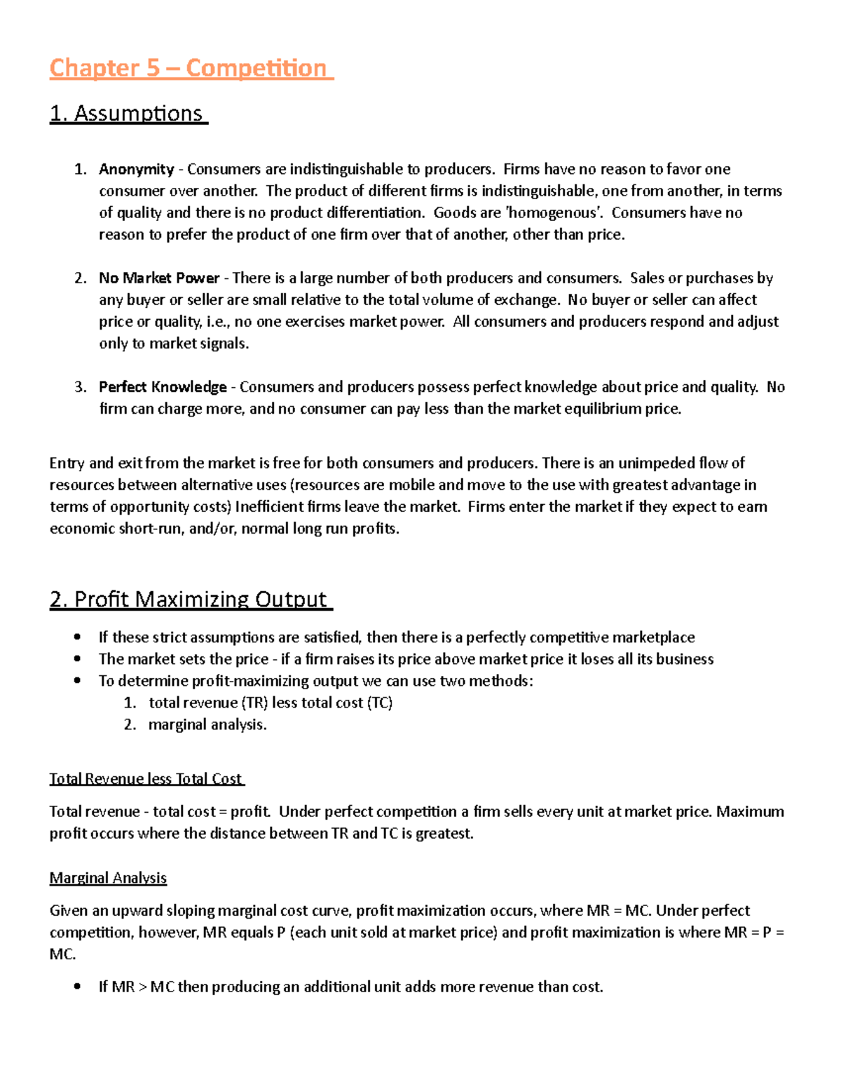 Lecture Notes - Chapter 5 of econ 111 - Chapter 5 – Competition 1 ...