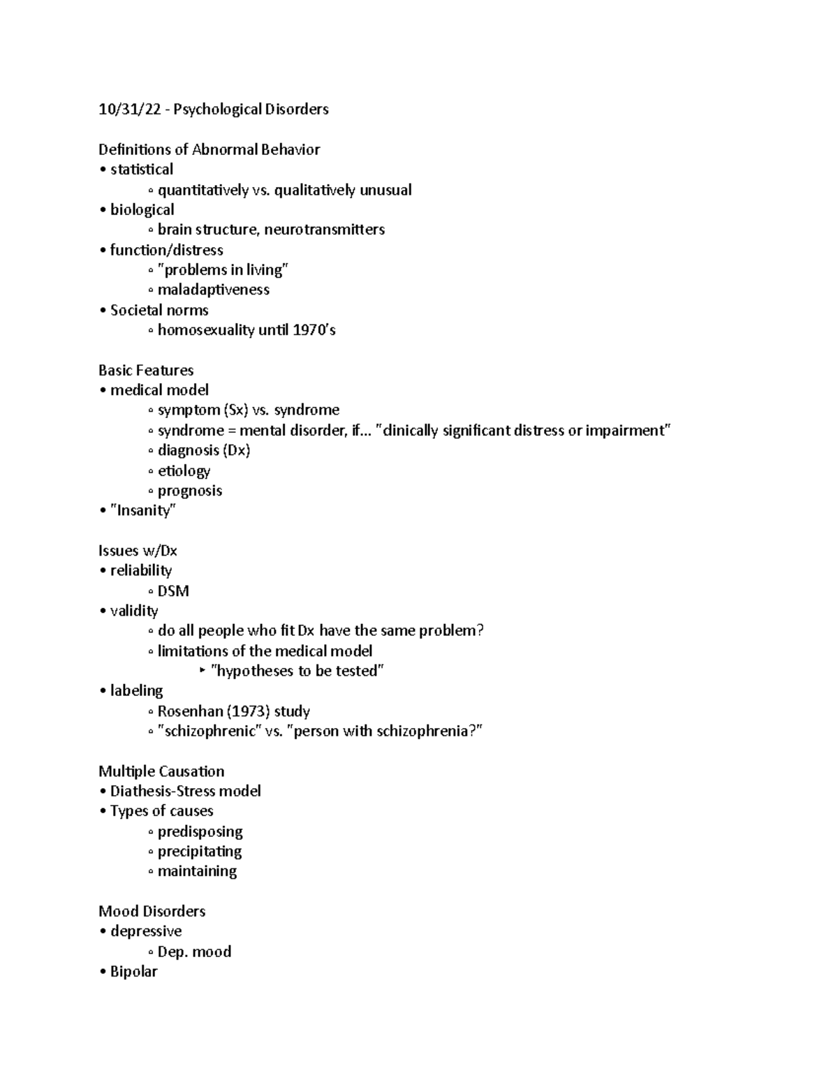 Psychology 101 Notes 2 10 31 22 Psychological Disorders Definitions Psychology 101 Notes 2 10 31 22 Psychological Disorders Definitions