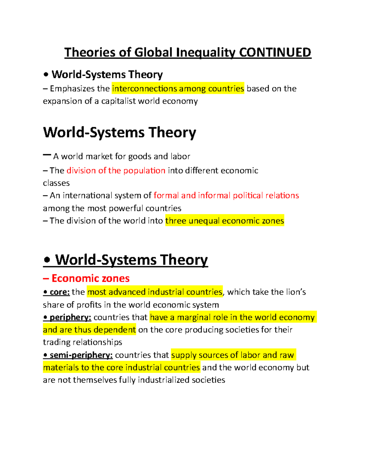 Sociology 21; Race and Globalization - Theories of Global Inequality ...