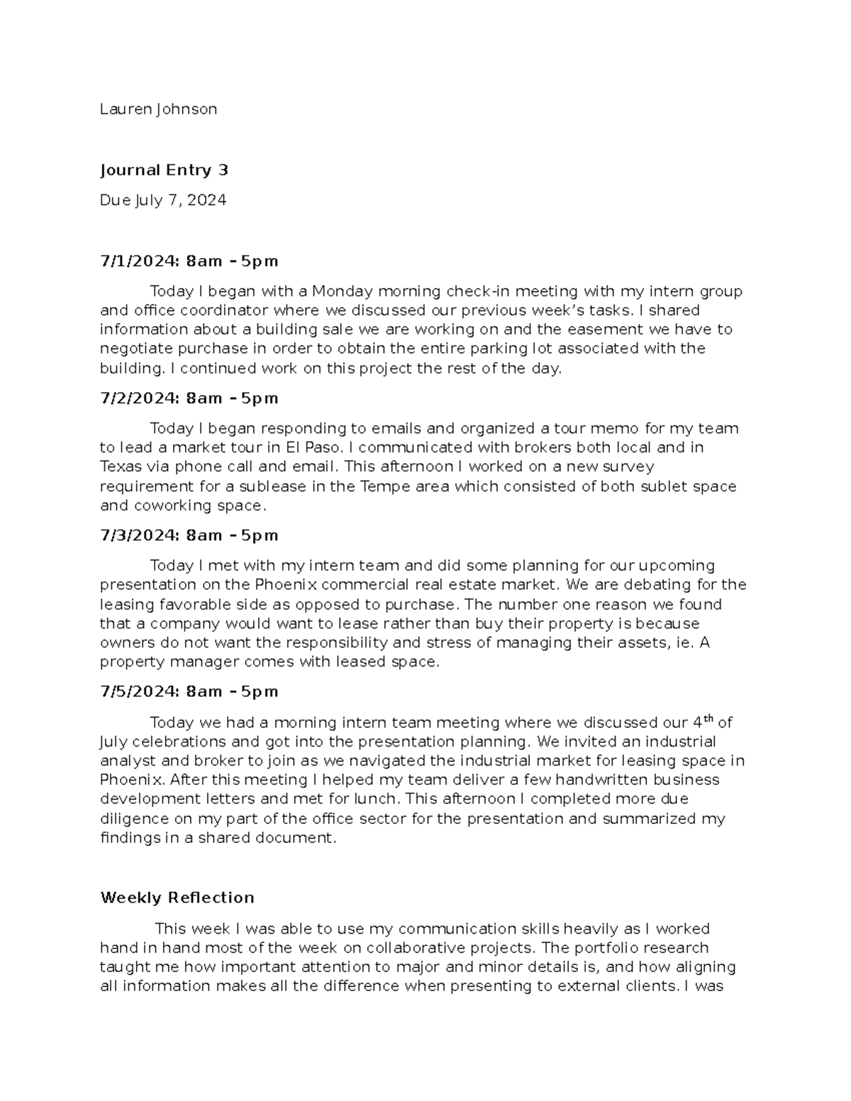 LDR-416 - Journal Entry 3 - 7 - Lauren Johnson Journal Entry 3 Due July ...