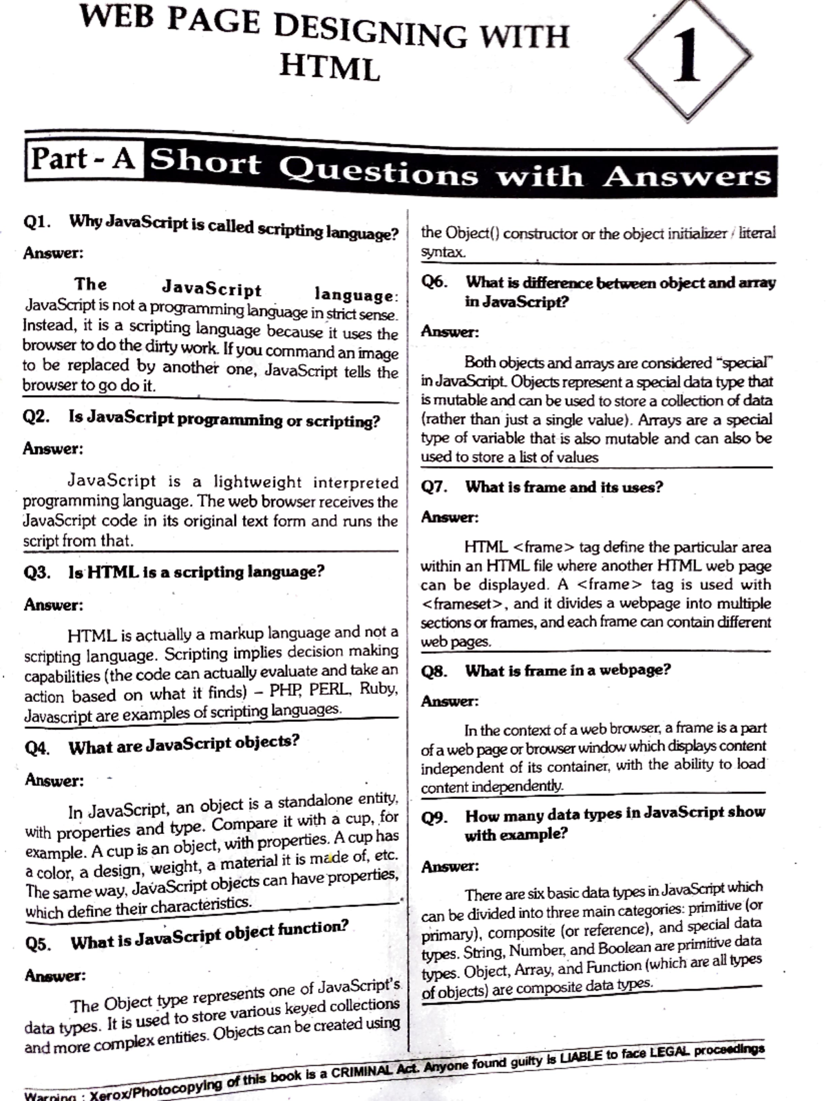 WP 1to5 short answer - PAGE DESIGNING WITH HTML Part- A Short Questions ...