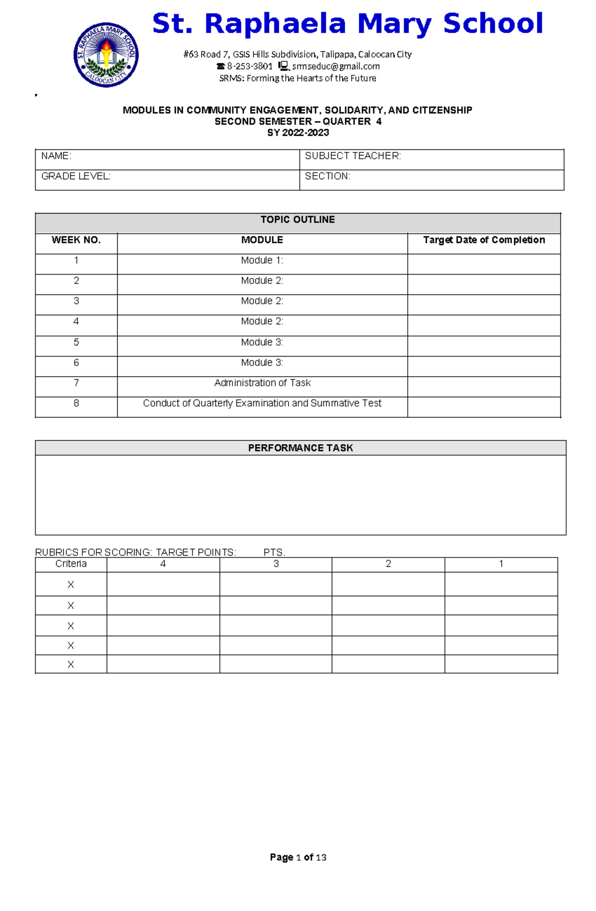 Modules in CESC - #63 Road 7, GSIS Hills Subdivision, Talipapa ...