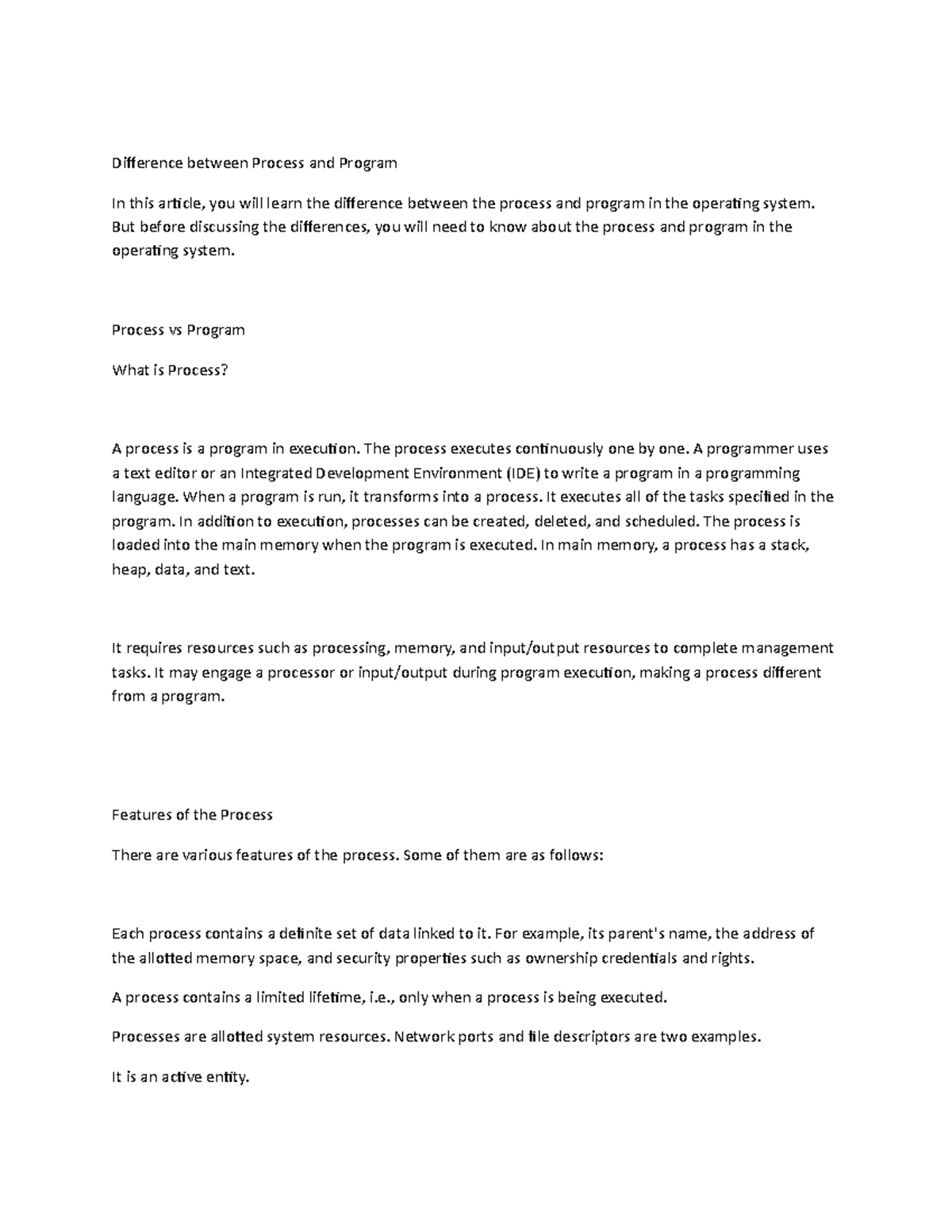 Differencee betw-WPS Office - Difference between Process and Program In ...