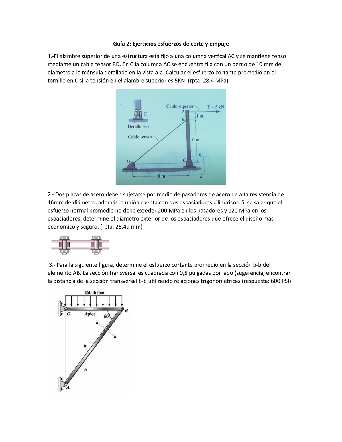 Guía 2 Esfuerzos De Corte - Guía 2: Ejercicios Esfuerzos De Corte Y ...