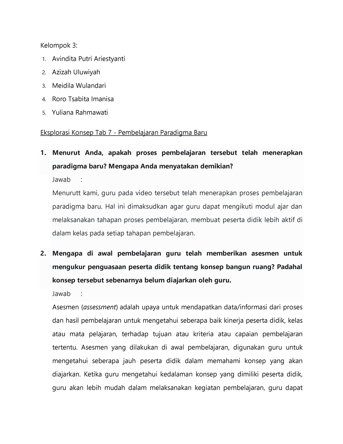 Pembelajaran Paradigma Baru - Eksplorasi Konsep Topik 1. Kelompok 3 ...