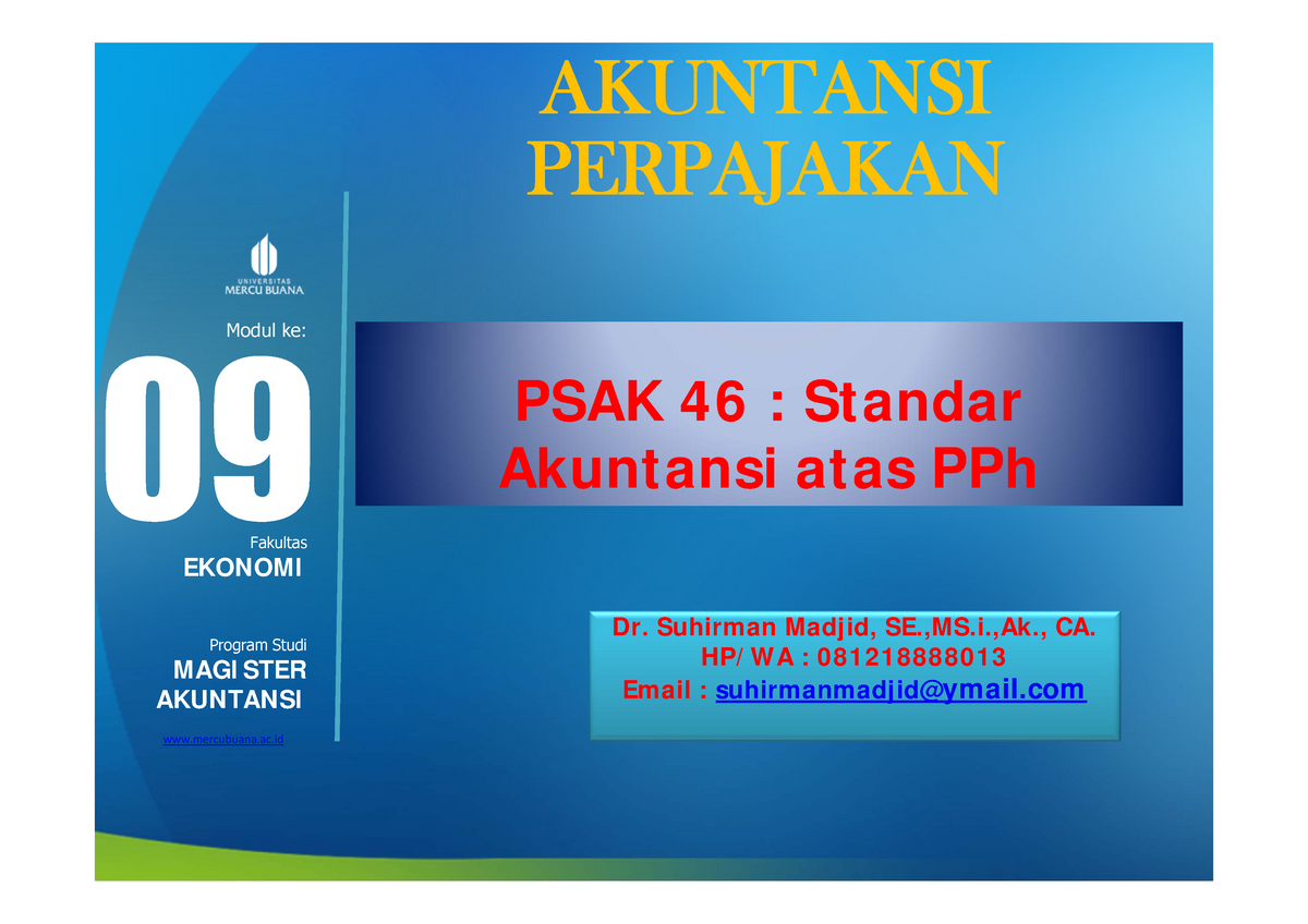 Akuntansi Perpajakan. PSAK 46 Standar Akuntansi Atas PPh - Modul Ke ...