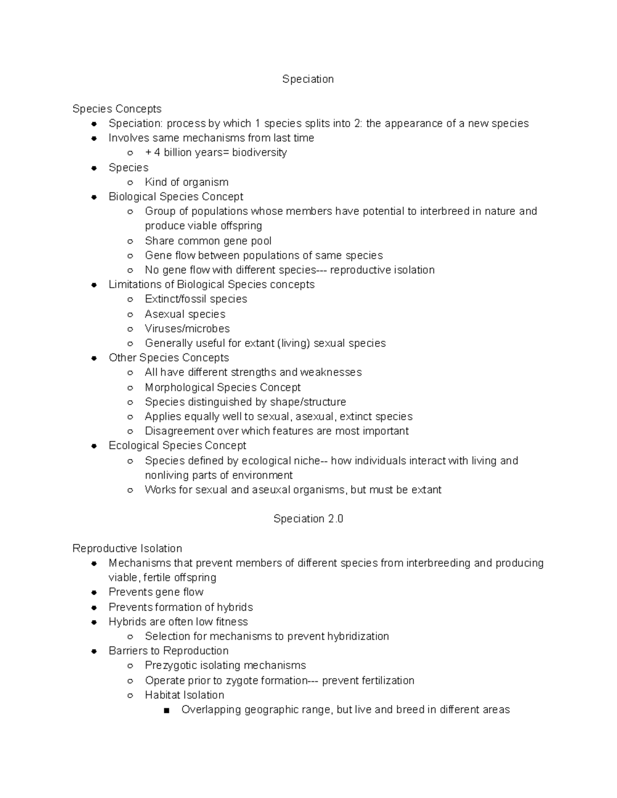 Speciation Module 21 - Speciation Species Concepts Speciation: process ...