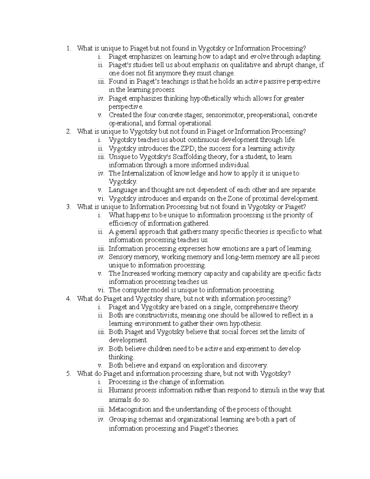 Project 2.2 Information processing similarities differences