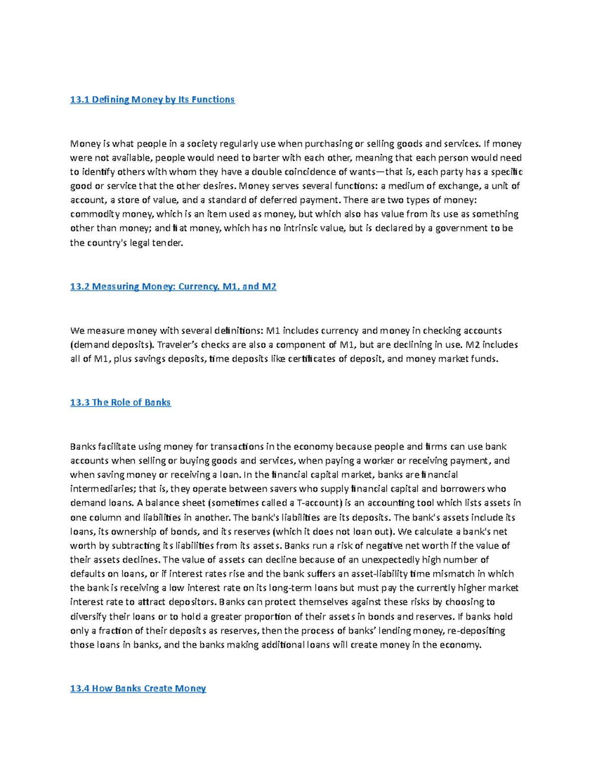 Chapter 11 key concept &amp; summary - 13 Defining Money by Its Functions ...