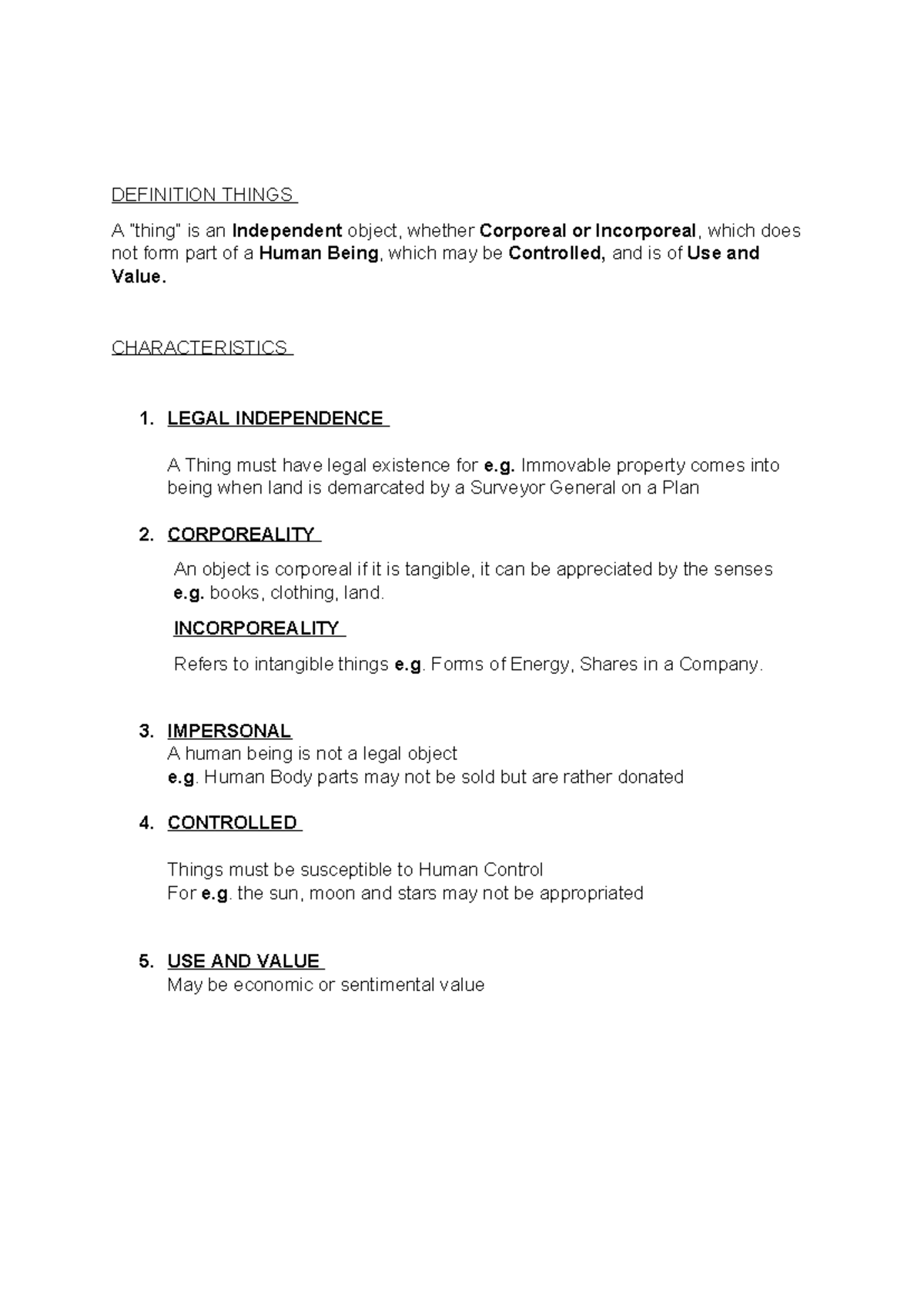 Characteristeristics of a Thing - DEFINITION THINGS A “thing” is an ...