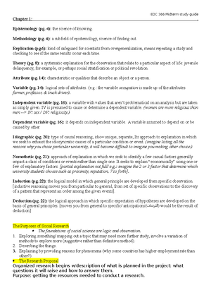 Summary Introduction To Social Science Research Chapter 1-4, 6-10, 12 ...