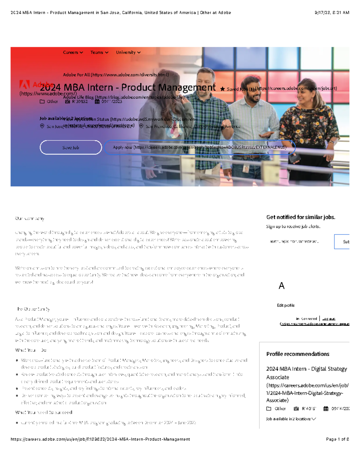 2024 MBA Intern - Product Management in San Jose, California, United ...